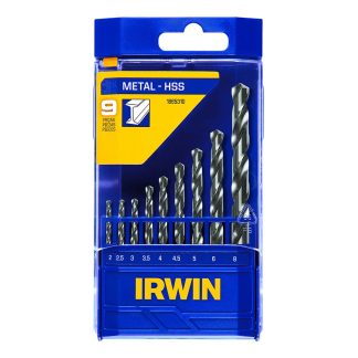 Broca Aço Rápido Irwin 2,0 A 8,0mm KIT com 9 Peças