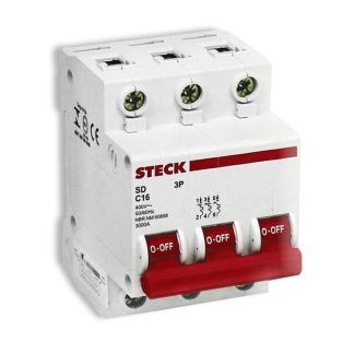 Disjuntor Steck DIN Tripolar 16A SD63 C SDD63C16