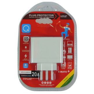 Protetor de Surto Plug 2P+T 20A Qualitronix Branco QPP04B