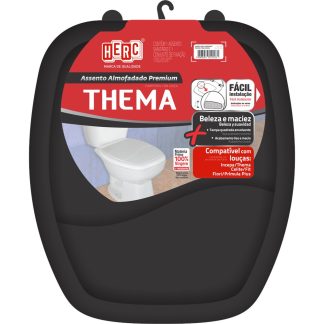 Assento Sanitário Herc "Almofadado" Preto Retangular