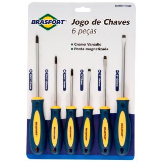 Chave Fenda/Phillips Brasfort com 06 Peças