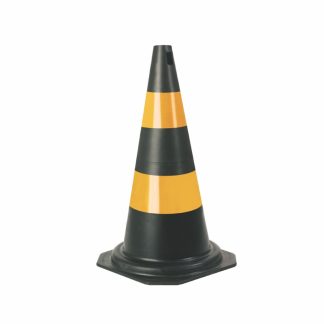 Cone Flexivel Plastcor Plástico Preto Refletivo 50cm