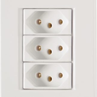 Conjunto Tramontina LIZ 4X2 Branco com Placa (3 Tomadas 10A)