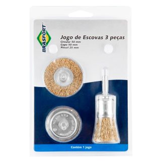 Escova Aço Brasfort Jogo com 3 Peças Latonada