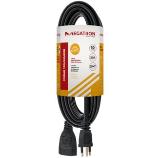 Extensão Megatron Prolongador Macho Femea PP 2P+T 0,75X10m Preta 20A 415
