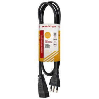 Extensão Megatron Prolongador Macho Femea PP 2P+T 0,75X1,5m Preta 20A 419