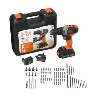 Furadeira/Parafusadeira Black & Decker 3/8"20V Bateria com 80 Acessórios BCD704C1KA-BR