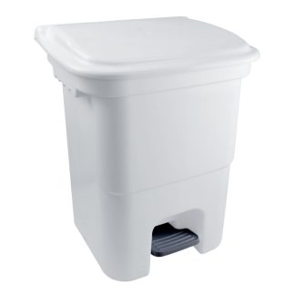 Lixeira Plasvale com Pedal 50L Branca Quadrada