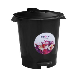 Lixeira Shangri-La com Pedal 12L Redonda Preta