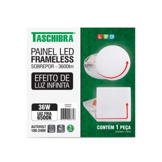 Luminaria LED Plafon Taschibra Frameless Borda Infinita Externo Redondo 36W 6500K 22,2cm