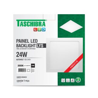 Luminaria LED Plafon Taschibra LYS Embutir Quadrado 24W 3000K 30cm