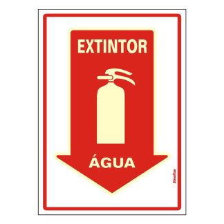 Placa Sinalizacão PVC 20X30 "Extintor Agua" Fluorescente 250BQ