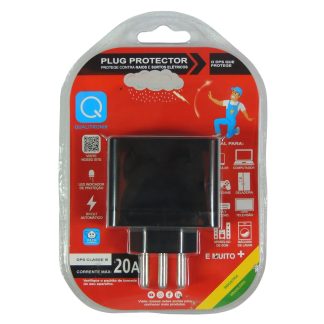 Protetor de Surto Plug 2P+T 20A Qualitronix Preto QPP04P