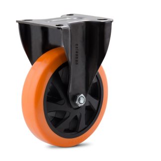 Rodizio Colson Polietileno Base Fixa Laranja sem Trava 125mm