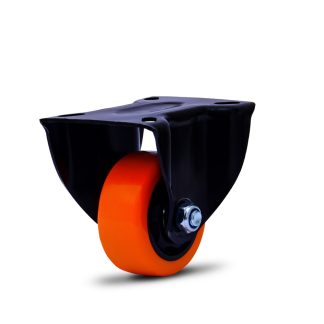 Rodizio Colson Polietileno Base Fixa Laranja sem Trava 75mm