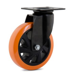Rodizio Colson Polietileno Base Giratoria Laranja sem Trava 100mm