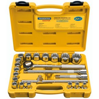Soquete Tramontina Encaixe Estriado 1/2" 8 A 32 com 22PECAS