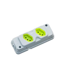 Tomada Barra Fiolux (A) Dupla 20A 2 Polos+Terra Cinza/Verde