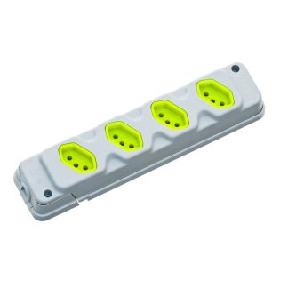 Tomada Barra Fiolux (C) Quadrupla 20A 2 Polos+Terra Cinza/Verde