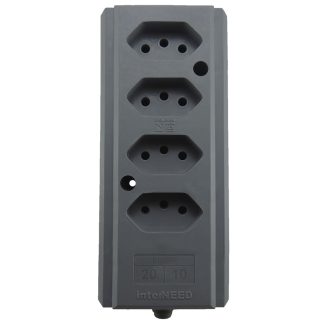 Tomada Barra Interneed (K) Quadrupla 10/20A 2 Polos +Terra Cinza