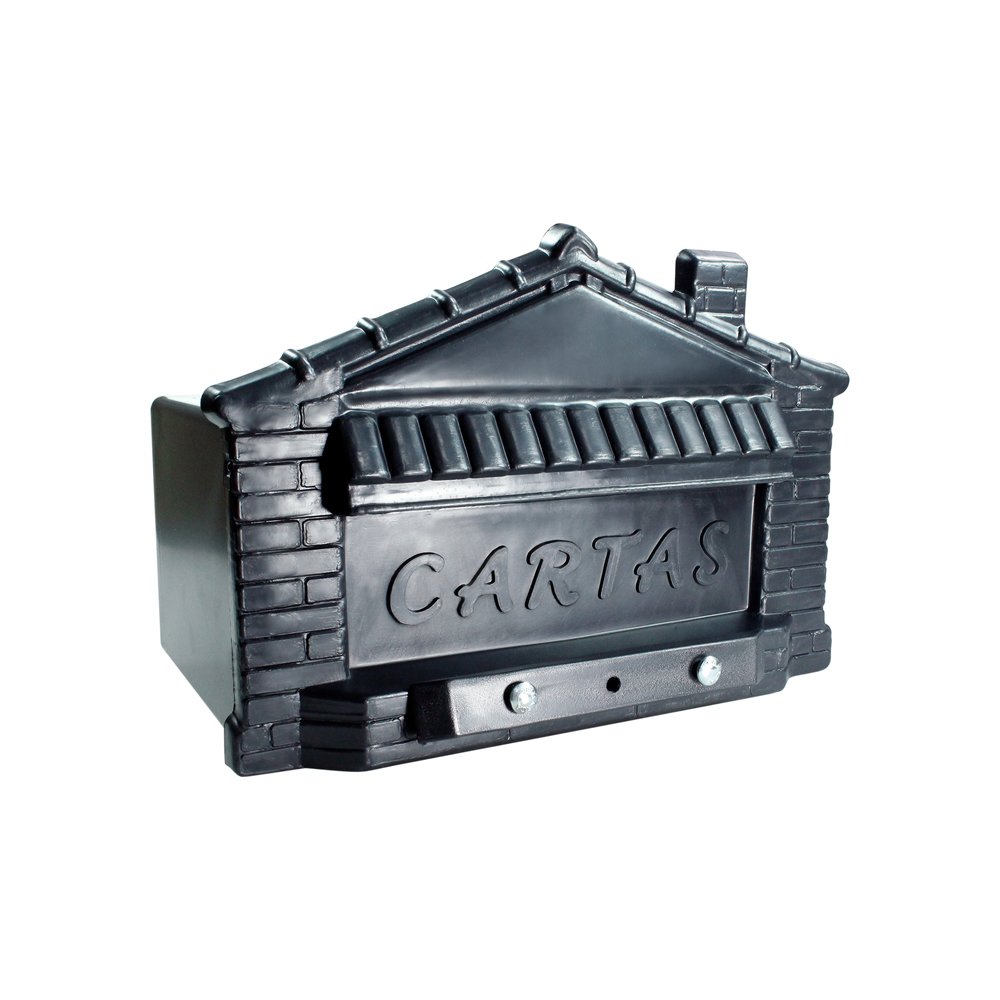 Caixa Carta Power Plástica Gradil "Casinha"Preta sem Pintura 023SPPT