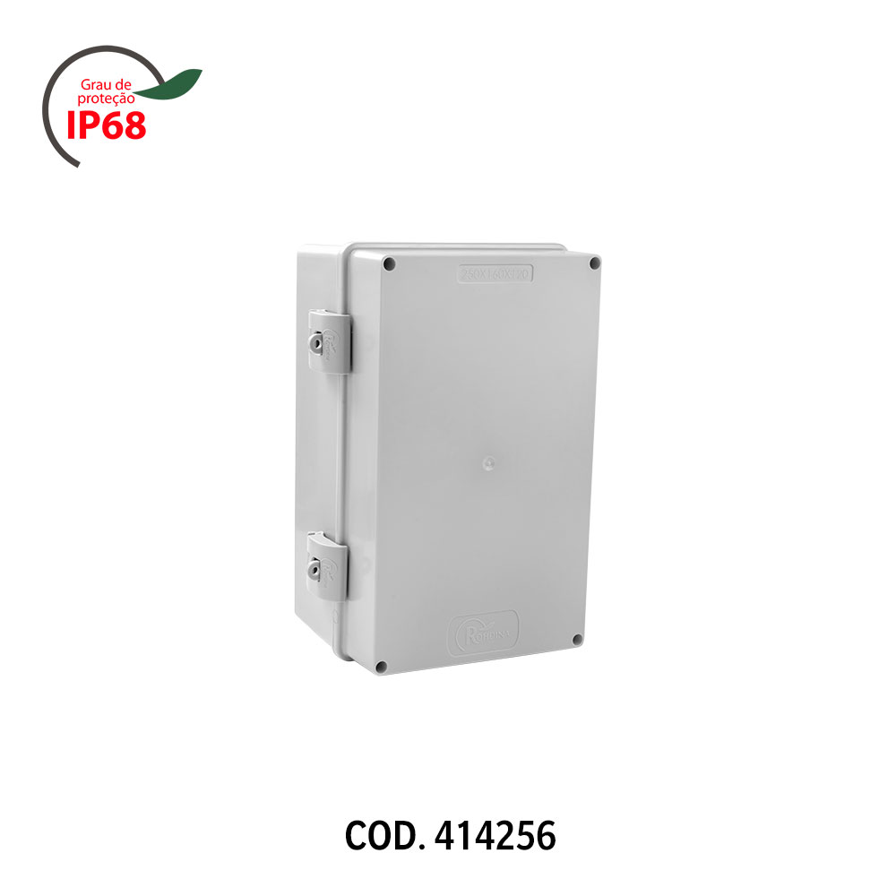 Caixa Passagem PVC Rohdbox Completa IP68 Cinza 250X160X120