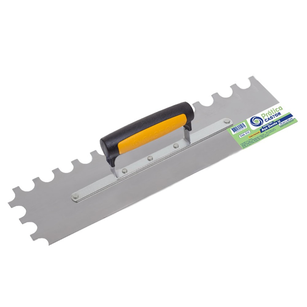 Desempenadeira Aço Castor Dentada em "U" 10X35cm com Cabo Plástico 513