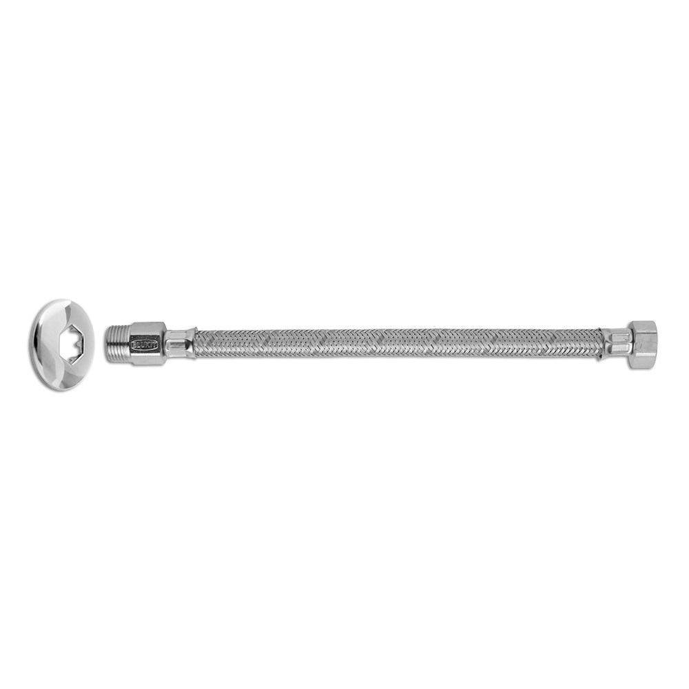 Engate Flexivel Metal Cromado Blukit Malha INOX 40cm