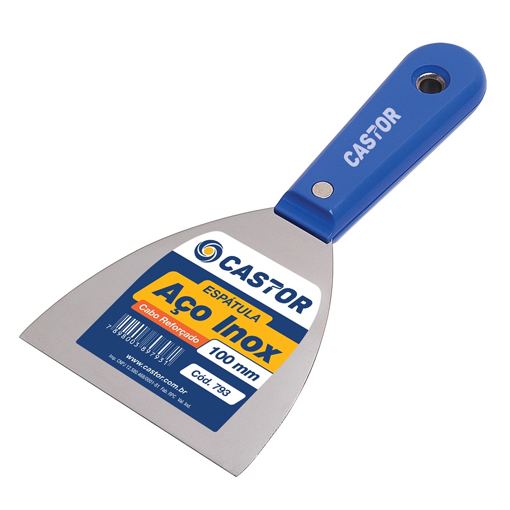 Espatula Parede Castor INOX Cabo Plástico 100mm 793