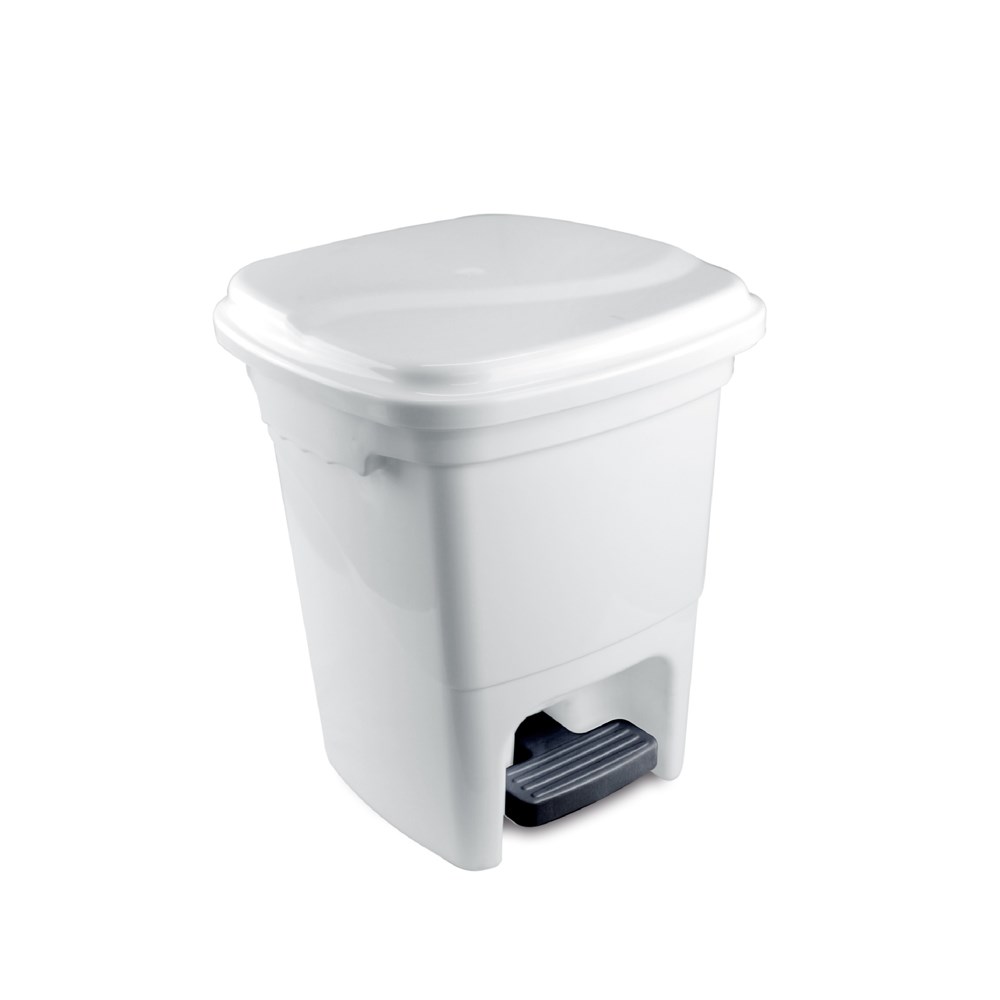 Lixeira Plasvale com Pedal 15L Branca Quadrada